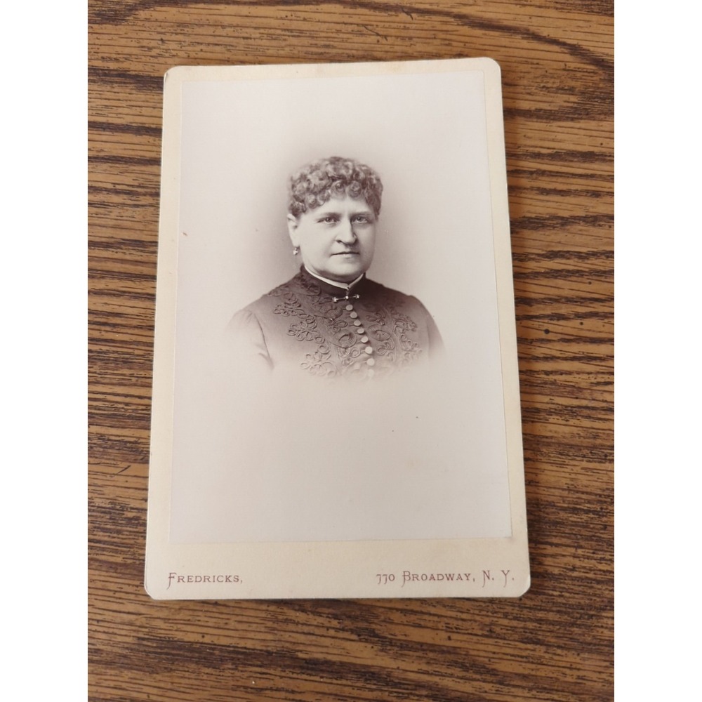 Antique Cabinet Card Victorian Woman Portrait Fredricks New York NY Photo
